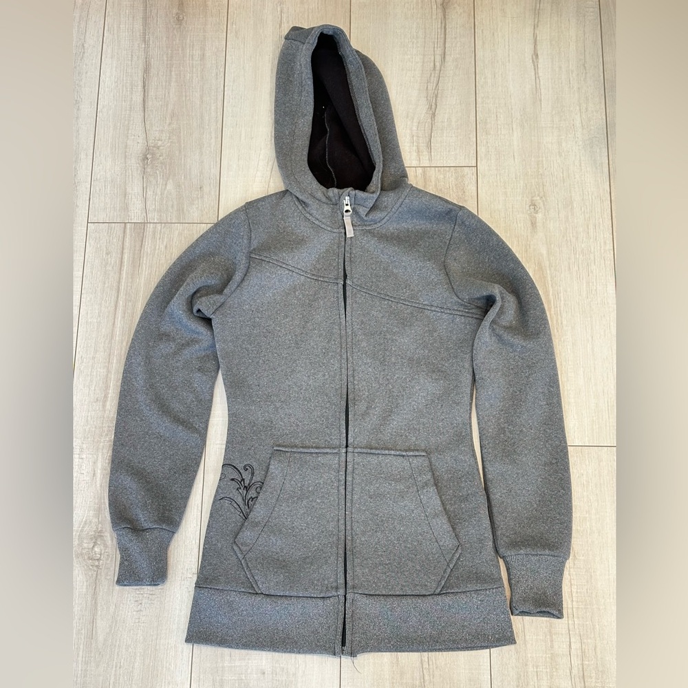 Burton Dryride Long Full Zip Hoodie Womens XS Gray Lined Hooded